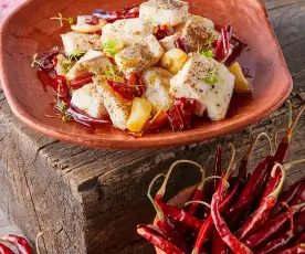 Pescado con ajo y chile de árbol