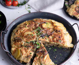 Tortilla de berenjenas y queso