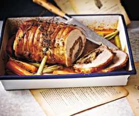 Roast Pork Stuffed with Mushrooms and Garlic Purée