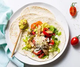 Fajitas de pez espada con pimientos