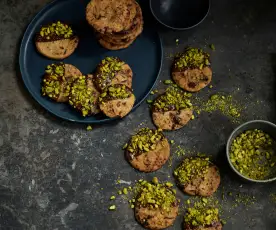 Bolachas de chocolate e pistácio