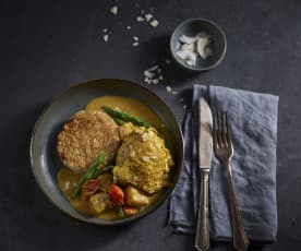 Karibisches Hähnchen-Curry mit süßem Reis