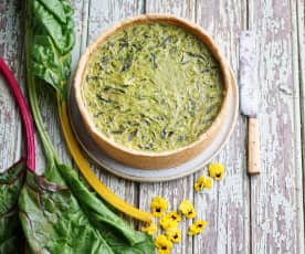 Quiche de ervilhas, feijão-verde e ricota