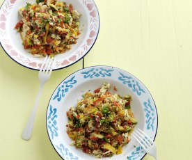 Salada de frango e vinagreta de framboesa