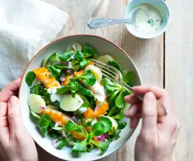 Salade de haddock, mâche et pomme de terre