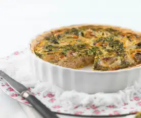 Quiche de fiambre e chalotas