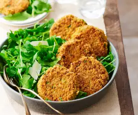 Galettes aux légumes râpés et au son d'avoine