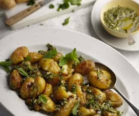 Crispy Smashed Jersey Royals with Salsa Verde