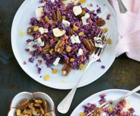 Salade de chou rouge et patate douce aux noix