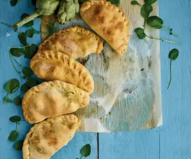 Calzones de espinafres e alcachofra