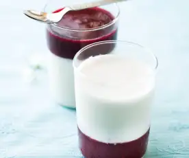 Pannacotta légère à la noix de coco, coulis de fruits rouges