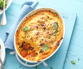 Parmentier de banane plantain au chorizo