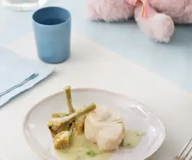 Merluza en salsa verde con corazones de alcachofa