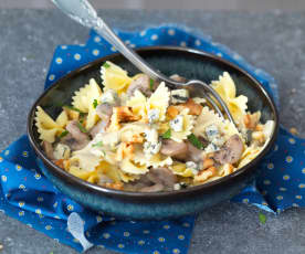 One pot pasta au bleu et aux champignons