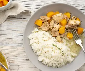 Provencal Baharatlı Şeftalili Tavuk ve Basmati Pilavı