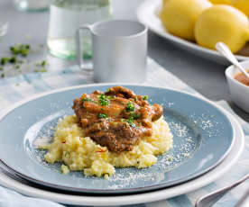 Ossobuco de ternera con risotto al azafrán (Cocción lenta) 