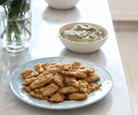 Bastones de merluza con mayonesa de palta