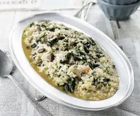 Arroz de atum com espinafres e feijão