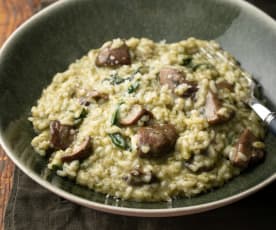 Risotto funghi e spinaci