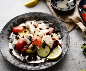 Ensalada de lenguado con papas, pimientos y aderezo, al vacío TM6