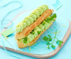 Eclairs aux petits pois et fromage frais