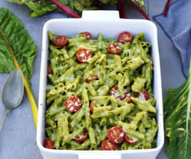 Penne com legumes no forno