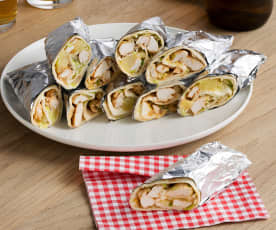 Wraps de frango com ananás