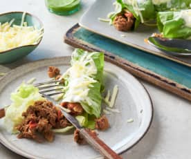 Enchiladas de carne en hoja de lechuga