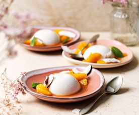 Panna Cotta mit Kokosnuss und caramelisierten Orangen