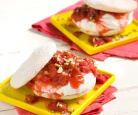 Hazelnut Meringues with Rhubarb & Cream Filling