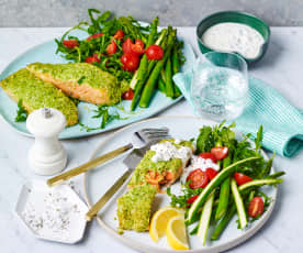 Sam Wood's Baked salmon with broccoli pesto