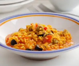 Arroz con aceitunas de lata