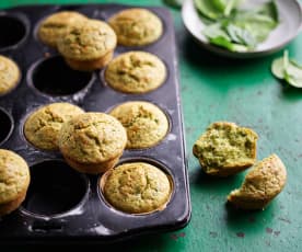 Muffins integrais com queijo e espinafres