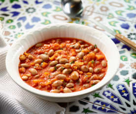 Wachtelbohnen in Tomatensauce - Zeytinyağlı Barbunya