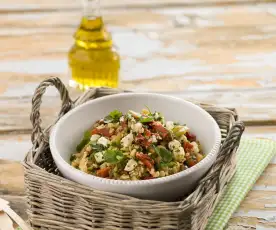 Salada de lentilhas e pimentos assados