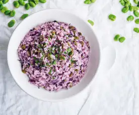 Risoto de couve e favas