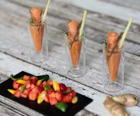 Gazpacho di frutta e verdura con salmone marinato (di Sebastiano Rovida)