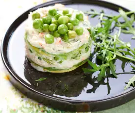 Mille-feuille crabe, petit pois et avocat