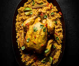Pollo piccante con riso al cocco