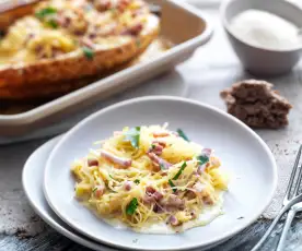 Courge spaghetti façon carbonara