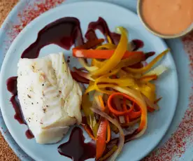 Menu light - Cabillaud au vin rouge et tagliatelle de carottes