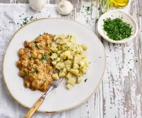 Strogonoff de cogumelos com batata-doce