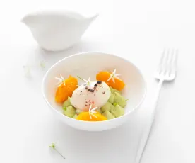 Œuf, potimarron et purée avocat-raifort - Bruno Dinel