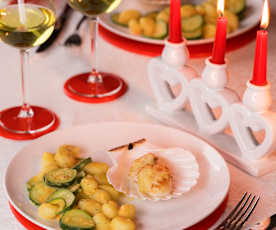 Gnocchi al mandarino con capesante e zucchine (senza glutine)