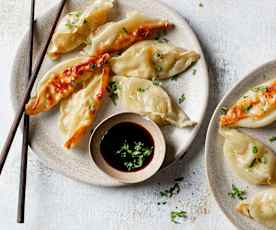 Pork gyoza with soy dipping sauce