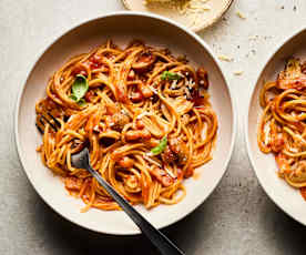 Tomaten-Pilz-Spaghetti