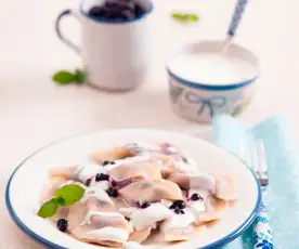 Pierogi con queso y blueberry's