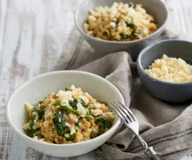 Risoto de alheira com grelos e castanhas