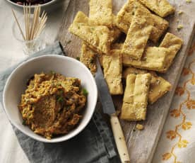 Chickpea Flatbread and Curried Vegetable Dip