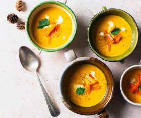 Crema de zanahorias asadas con leche de coco